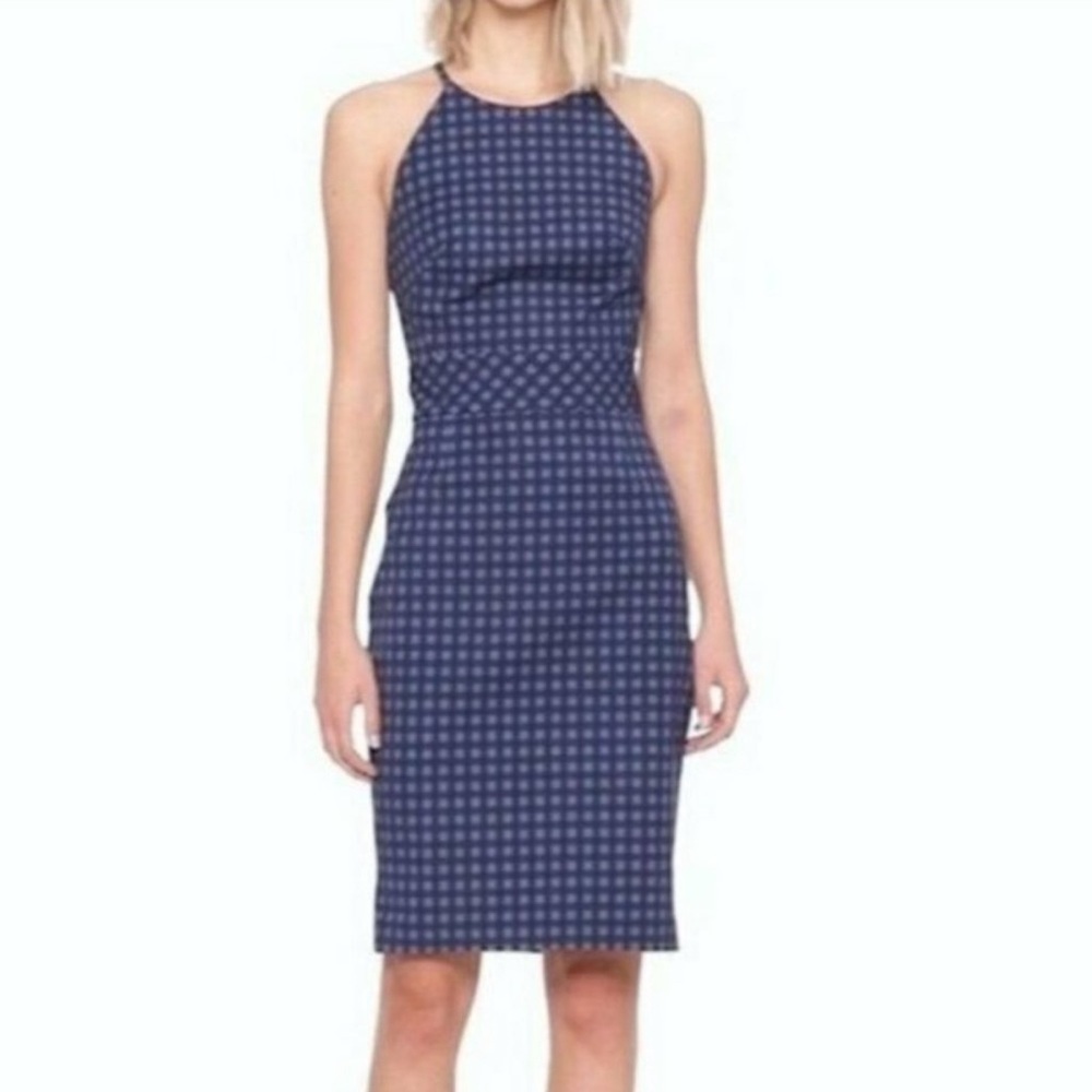 Banana Republic Navy Printed Halter Midi Dress